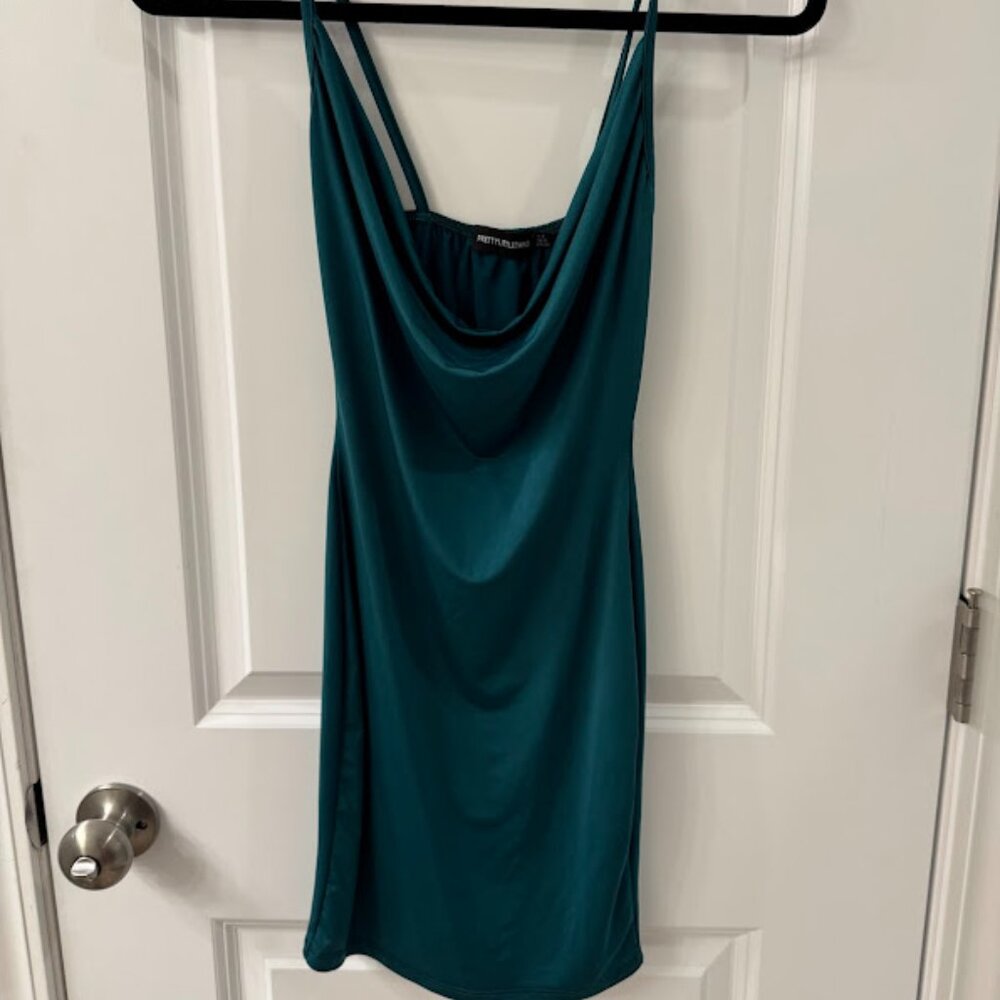 Deep Teal Mini Dress (Size 0) - PrettyLittleThing